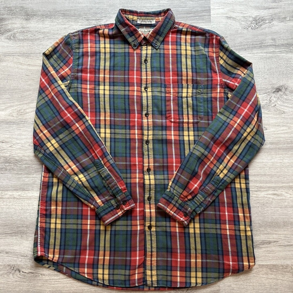 LL Bean Mens XL Tall Scotch Plaid Flannel Shirt Multicolor Cotton 298168